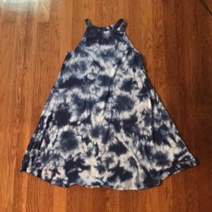 Super cute blue and white tie-dye dress